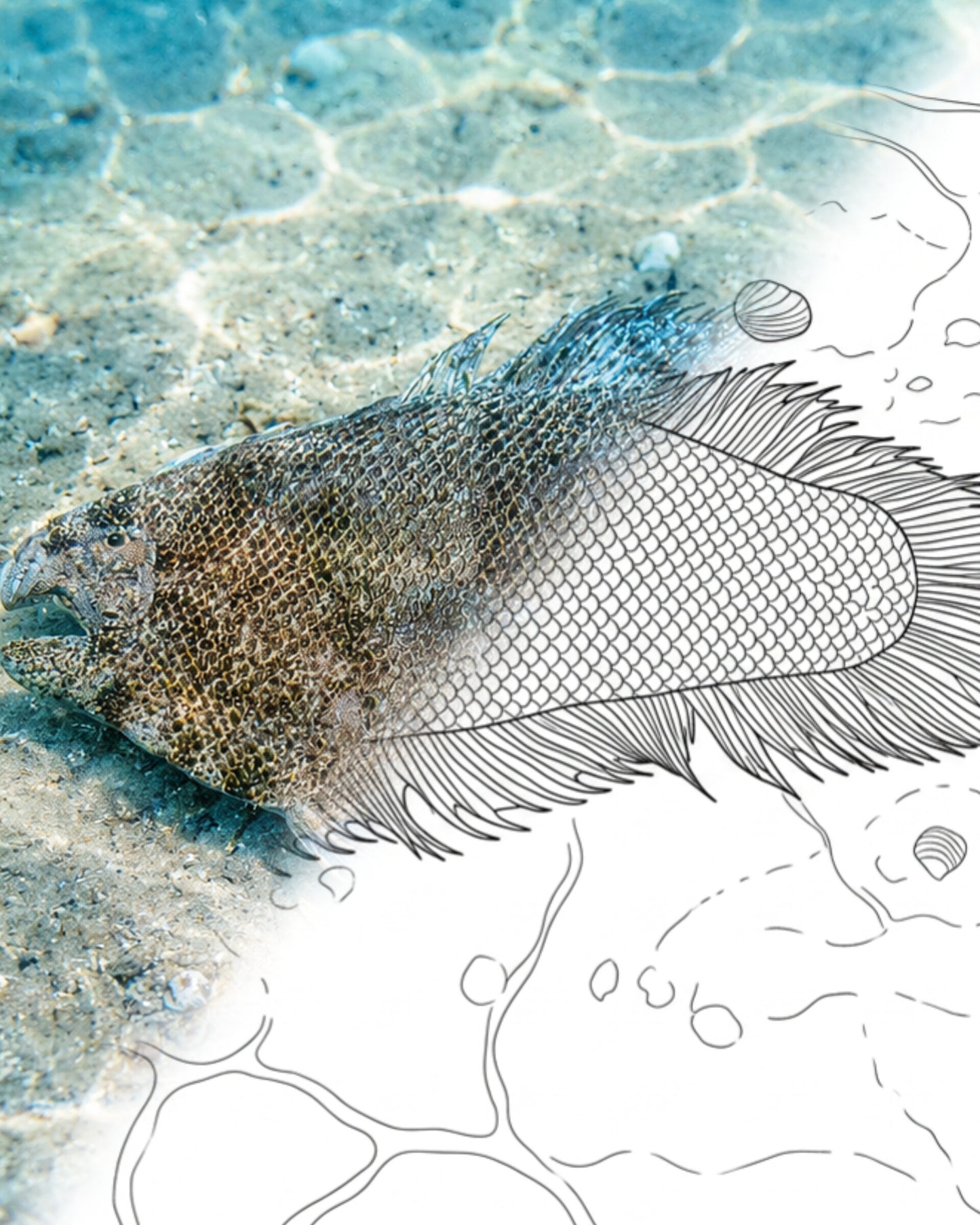 Caribbean Tonguefish (Symphurus arawak) | Marine Explorer Coloring Kit