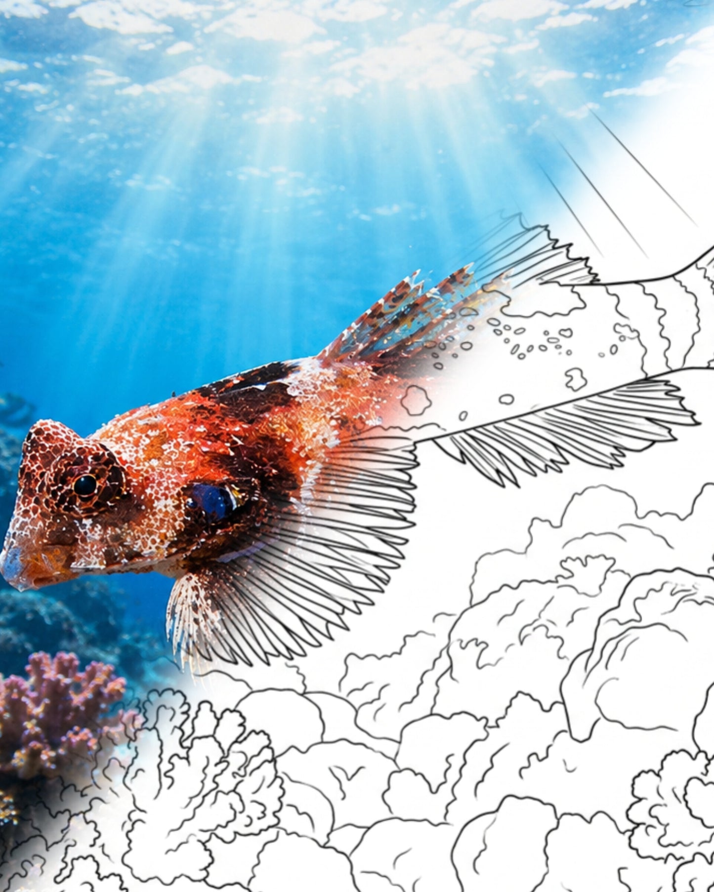 Marbled Dragonet (Synchiropus marmoratus) | Marine Explorer Coloring Kit