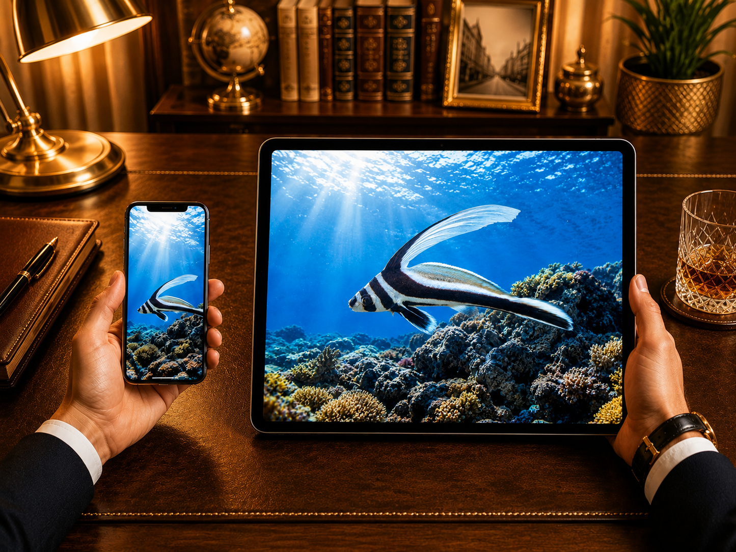 Digital marine atlas and infographic care card of the Spotted Drum (Equetus punctatus) showcasing its striking black-and-white ribbon patterns and dramatically elongated dorsal fin.