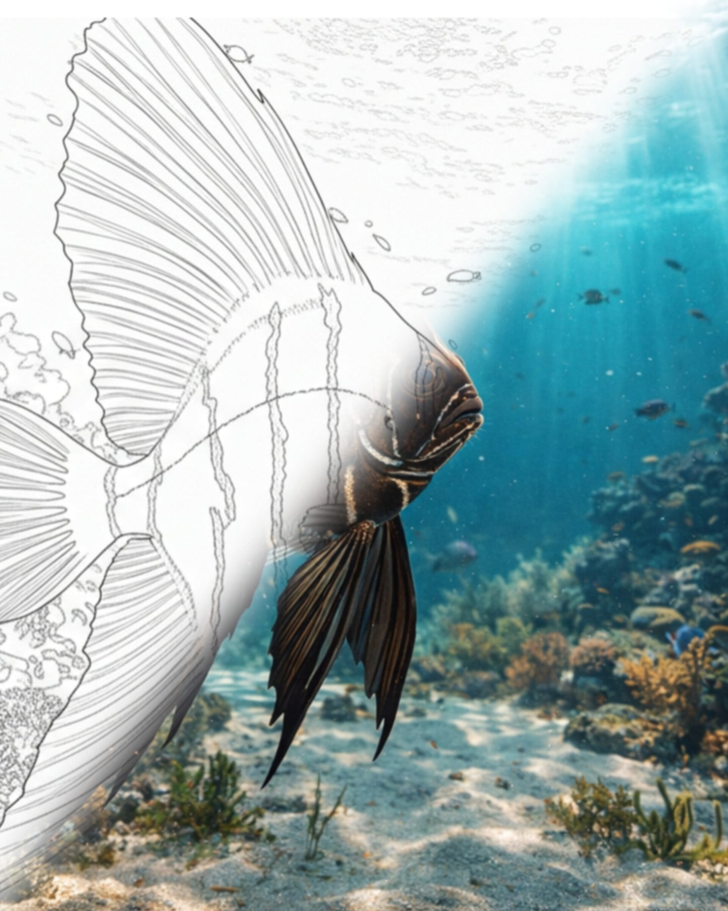 Humpback Batfish (Platax batavianus) - Juvenile | Marine Explorer Coloring Kit