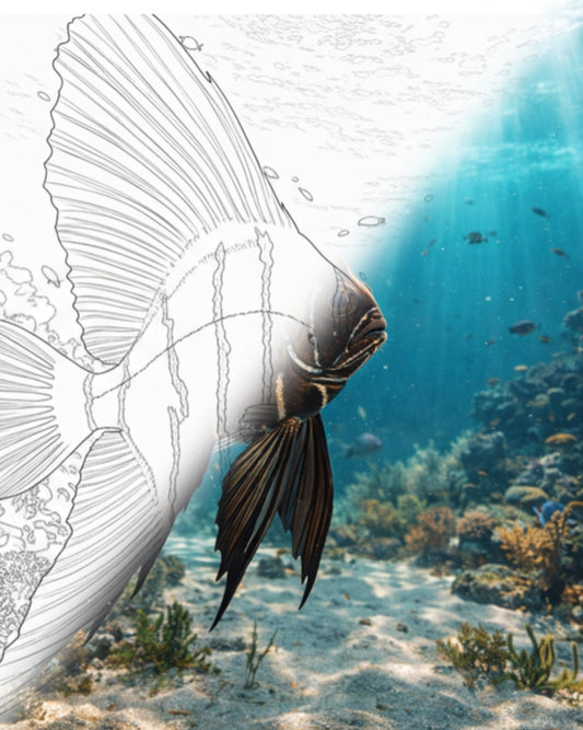 Humpback Batfish (Platax batavianus) - Juvenile | Marine Explorer Coloring Kit