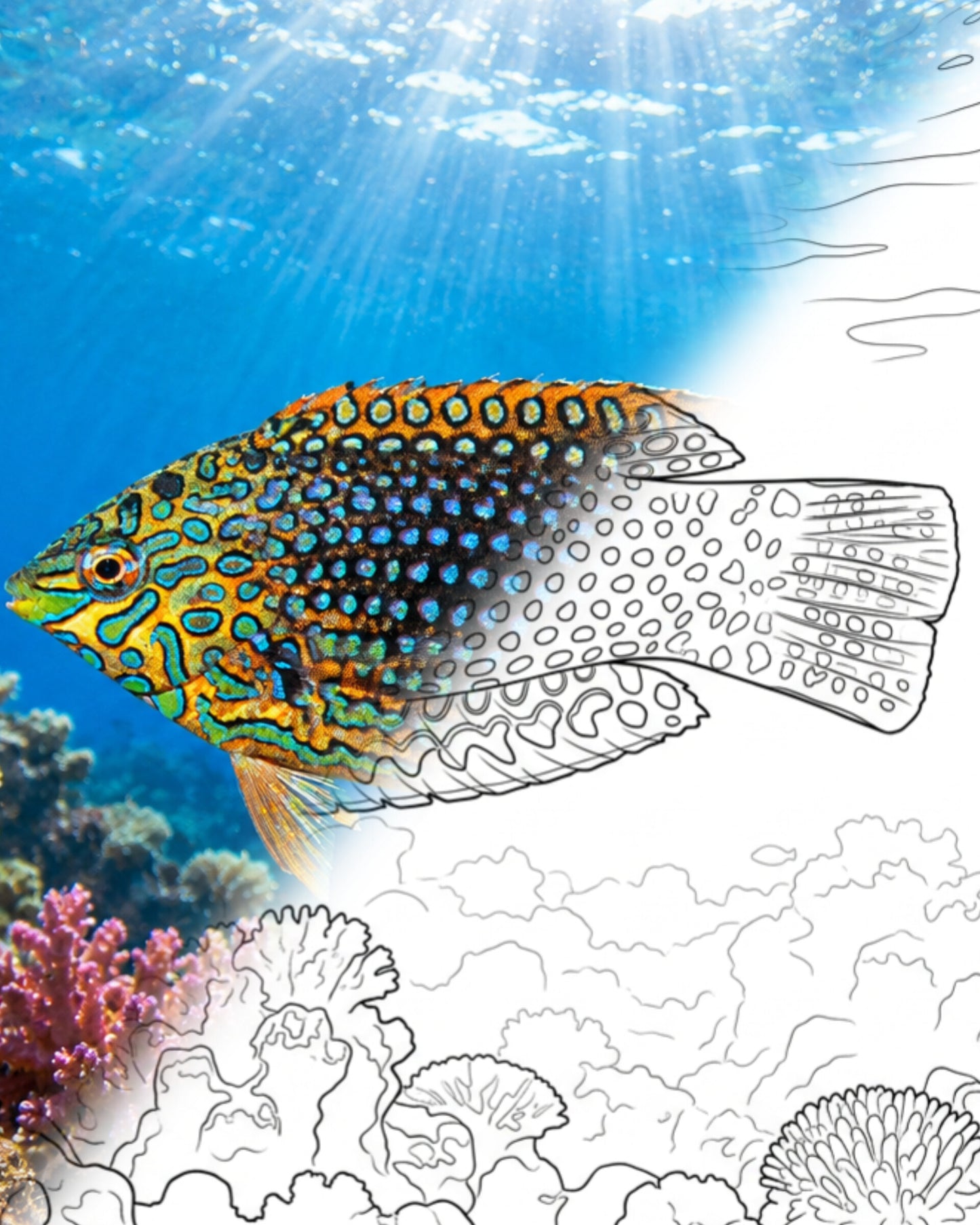 Ornate Leopard Wrasse (Macropharyngodon ornatus) | Marine Explorer Coloring Kit