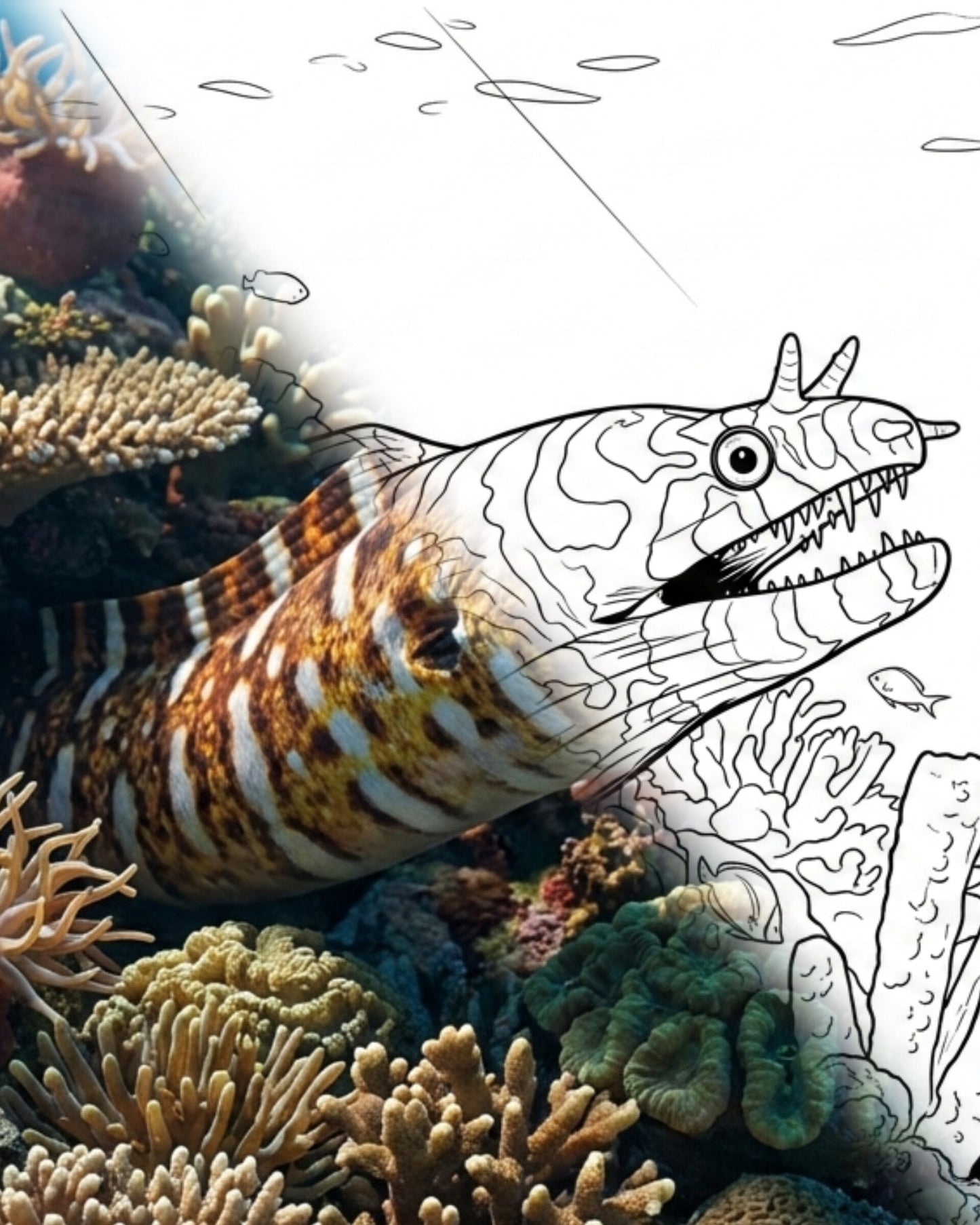 Dragon Murène (Muraena pardalis) - Kit de coloriage pour adultes - Explorateur marin