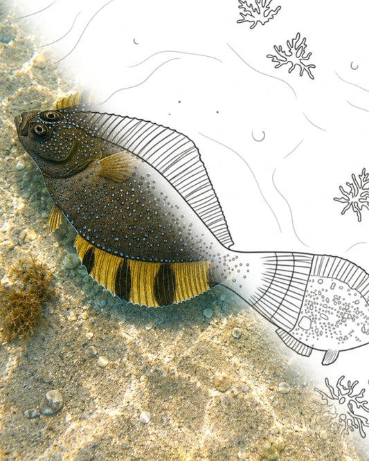 Plie étoilée (Platichthys stellatus) | Marine Explorer Coloring Kit