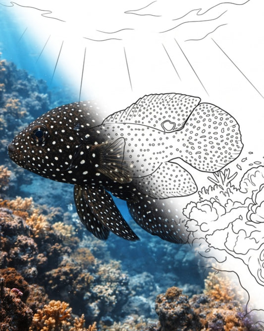 Cometa / Betta marino (Calloplesiops altivelis) | Kit para colorear Explorador marino