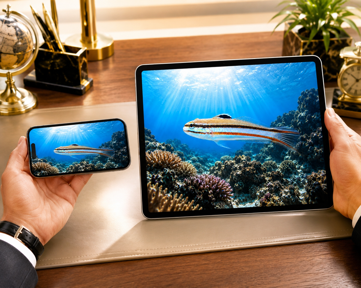 Digital marine atlas and infographic care card featuring the Twostripe Goby (Valenciennea helsdingenii), highlighting its slender striped body and tropical marine habitat.